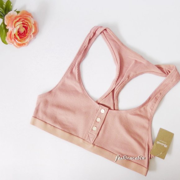 NWT Madewell Rib Knit Front Button Bralette – Comfy Lounge or Layering Essential - Picture 1 of 10